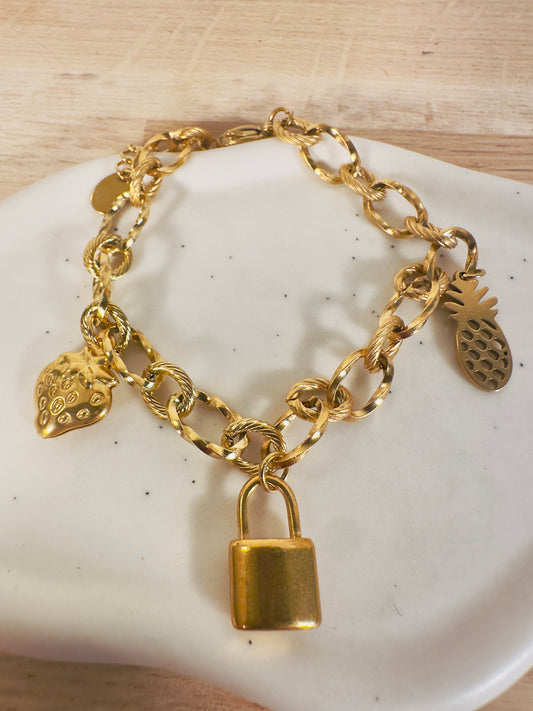 BRACELET CHARMS avec chaine Saturne